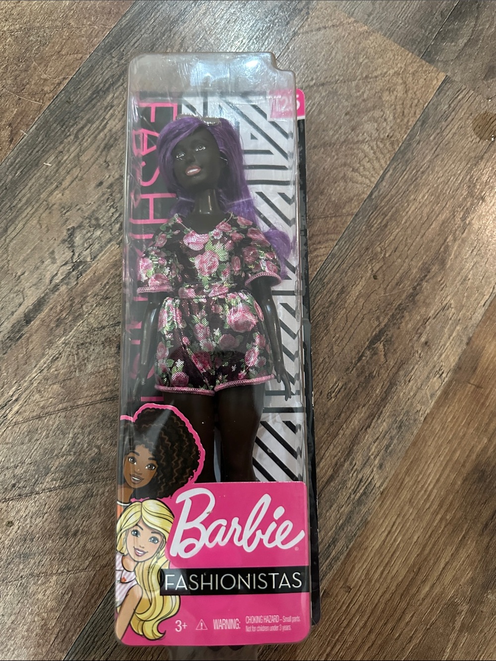 Barbie Fashionistas Black Doll with Purple Hair and Floral Romper